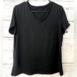 Black V-Neck Women's Short Sleeve Top